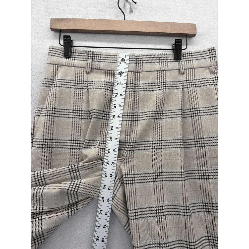 LOFT Dress Pants Womens 6 Beige Plaid Tapered Leg Elastic Waist Career Workwear - Picture 7 of 11